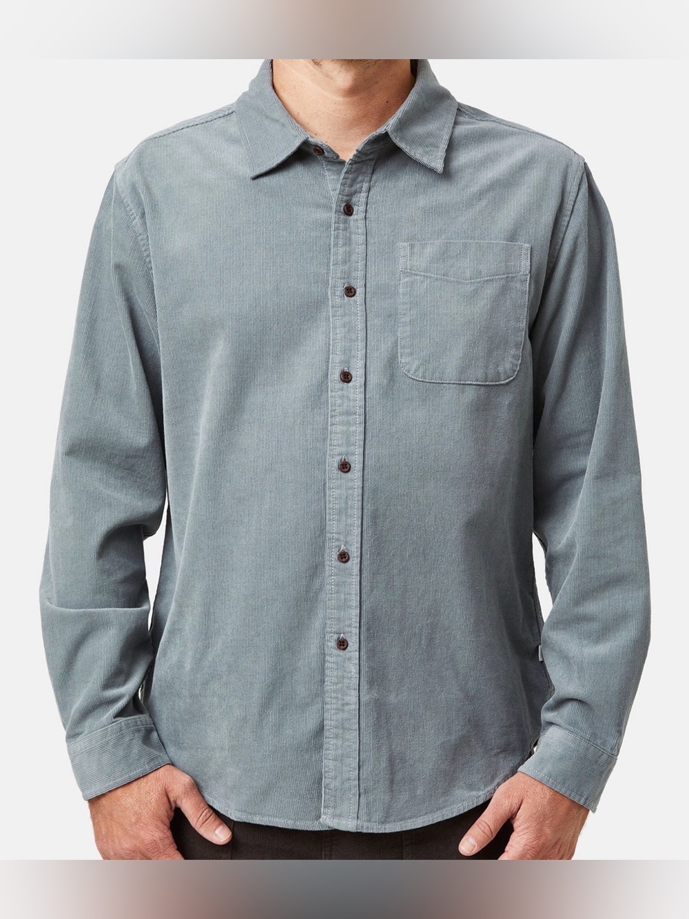 Katin Granada Gray Corduroy Button Up Shirt Mens Large